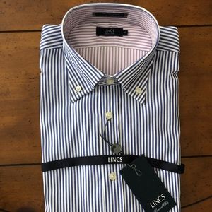 NWT! Men's Lincs by David Chu Striped Cotton Shirt